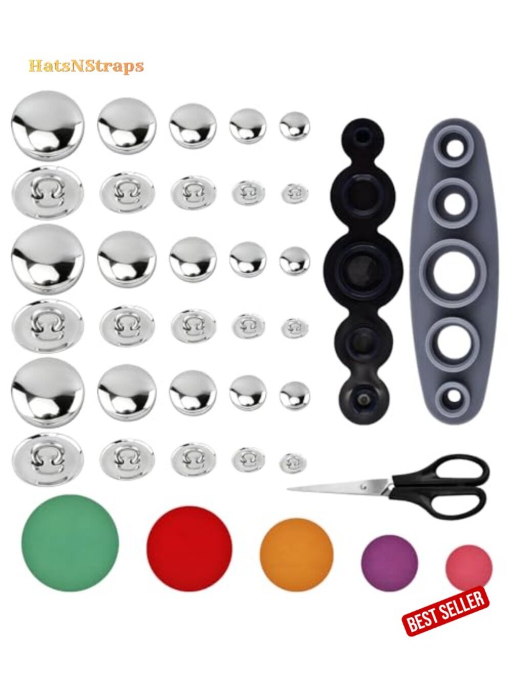 107PC Fabric Covered Button Kit with Tools, 5 Sizes DIY Button Set